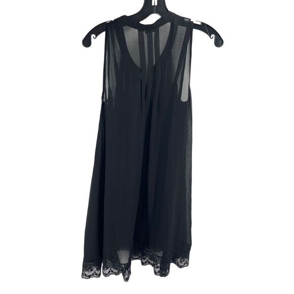 Staring at Stars Black Lace Pleated tunic dress sheer underlay adjustable straps - Picture 12 of 16